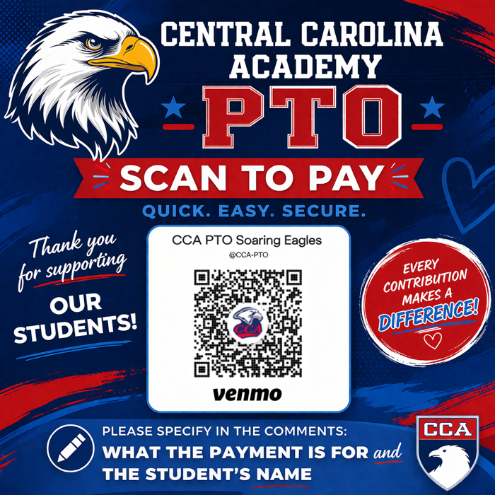 Scan to pay CCA PTO on Venmo @CCA-PTO